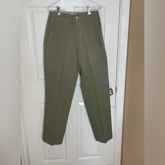 Armani Jeans Khaki Pants Mens Size 30/34 Olive Green Flat Front Casual Cotton - Picture 2 of 11